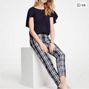 Ann Taylor Navy and White Capris Plaid Sophistication